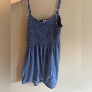 large, blue ribbed top summer dress.